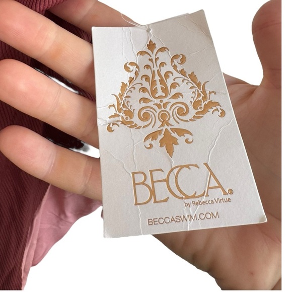 New! BECCA Rib Modern Edge High Neck Reversible Mikayla Cut Out Swimsuit - Picture 7 of 8